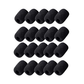 Microphone Sponge Cover, Set of 20, Microphone Windshield, 1.2 x 0.9 inches (30 x 22 mm), Inner Diameter 0.3 inches (8 mm), Black Windshield, Loudspeaker, Noise Reduction, Microphone Cover Replacement