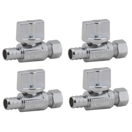 1/4 Turn Straight Stop Valve,1/2-in Pex X 3/8-in OD Str Lead Free Brass Chrome Plated Shut Off Valve for Faucet Toilet Installation-LD Valve (4-Pack))