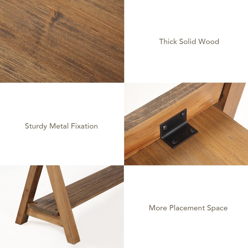 Wnutrees Farmhouse Wood Bench, Rustic Indoor Storage Bench for Entryway,