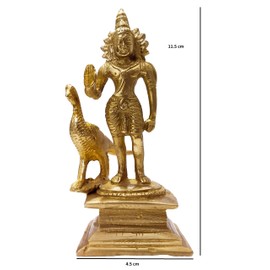 athizay Brass kartikeya Statue with Peacock in Virgin Brass 11cm Tall Lord Murugan Idol for Home and Office