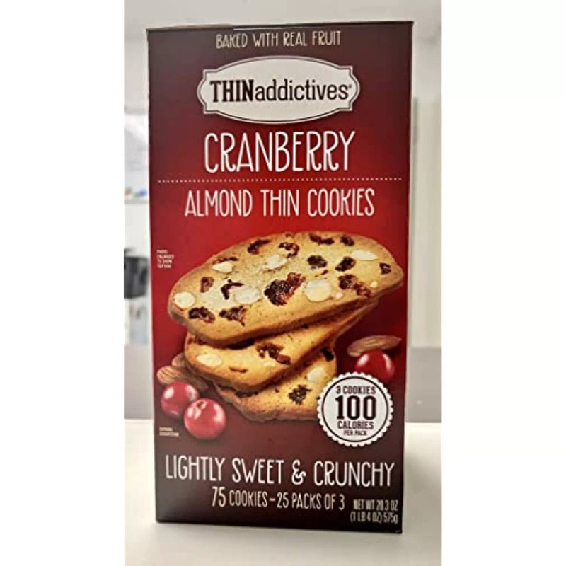 Thin Addictives Cranberry Amêndoa Thins Crunchy 25 Pack 1 Caixa