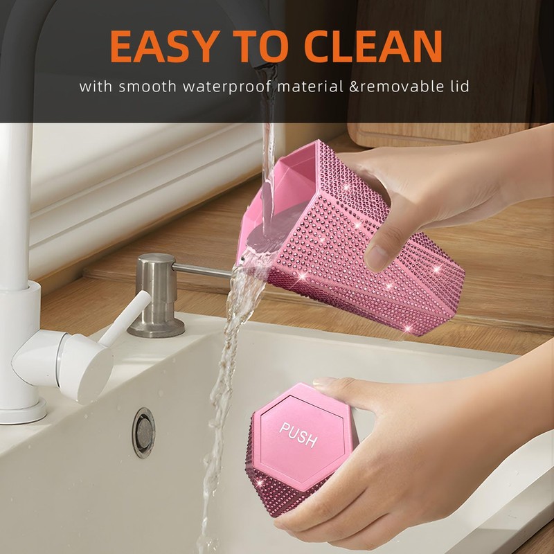 NBTEPEM Bling Car Trash Can with Lid, Bling Car Accessories