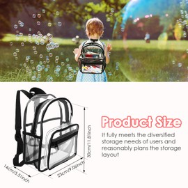 VAVPUP Transparent Backpack, 30 x 23 x 14 cm, Large Clear Backpack, PVC School Backpack, Waterproof Robust School Bag, Reinforced Seams and Comfortable Shoulder Straps, for School, College, Sports