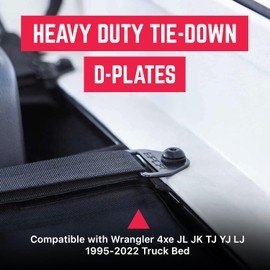 GPCA - Tie Down Metal D-Plates/D-Buckles, Easy-to-Install Truck Tie Downs, Compatible with Cargo Cover Mounts, Heavy-Duty Jeep Wrangler Accessories for 4xe, JL, JT, JK, TJ and More, 3mm, 6 Packs