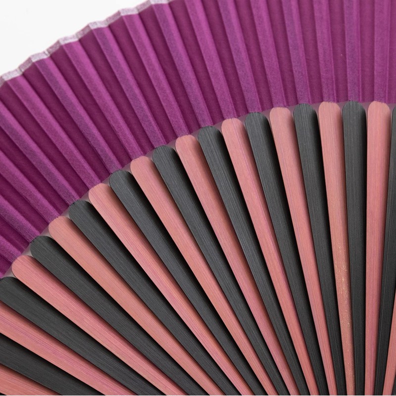 Kyoetsu Men's Hand Fan, Pure Silk, Plain, 2 Colors, Bamboo
