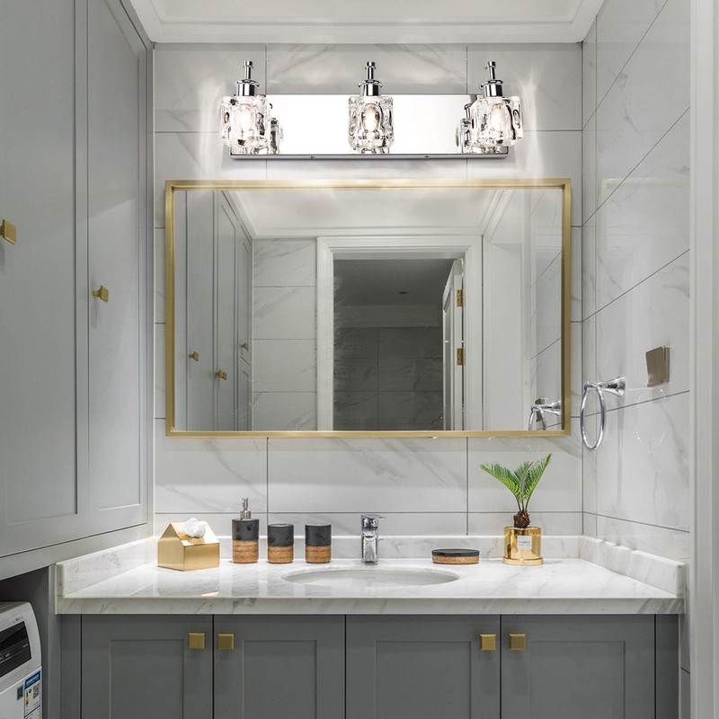 PRESDE 3 Light Bathroom Vanity Lights Modern Chrome Bathroom Lights