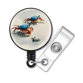 Lovely Crab Badge Reel,Retractable Name Card Badge Holder with Alligator Clip, Medical MD RN Nurse Badge ID,Office Employee Name Badge, Badge Holder, Black