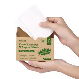 Poesie Poesie Laundry Detergent Sheets Natural Laundry Soap Sheets for Travel Camping Clothes Washing Sheets Unscented 1 Mini Box 40 Sheets
