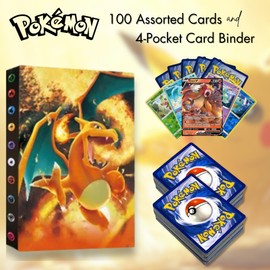 Trading Cards Binder Bundle - 2 packs of 50 pcs card with Card Binder, 4-Pocket Holder Book, 240 Cards Capacity - Collectible Card Case Folder Album, Ideal for Legendary Pokémon Cards