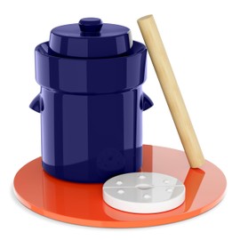 Humble House Fermentation Crock 1/2 Gallon Sauerkrock Sauerkraut Crock with Lid Weights & Pounder - Blue Ceramic Fermenting Crock Kit for Pickling Cabbage Kimchi Vegetables 2 Liter Fermentation Jar