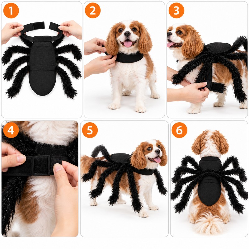 Spider Costume for Cats & Small Dogs – Black Halloween
