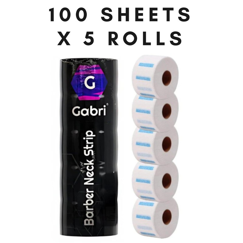 Gabri Professional Barber Neck Strips,5 x 100 Rolls Pack -
