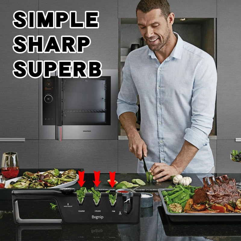Bxgnip Professional Knife Sharpener with 6 Adjustable Sharpening Angles,and also