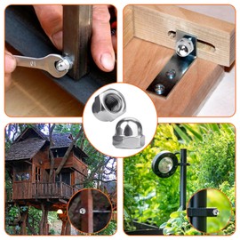 SWTYExt 60 Pcs Nut Caps M6 Dome Cap Nuts A2 V2A Metric 304 Stainless Steel Acorn Dome Cap Nuts DIN 1587 Thread Hex Cap Nuts Domed Screws Caps for Motorcycle Bicycles Furniture Lighting Saddle