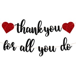 Thank You for All You Do Banner Black Glitter Banner Employee Teacher Doctor Nurse Staff Appreciation Banner Party Decor