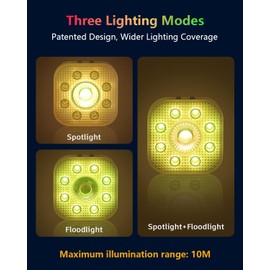 Vangue Premium Rechargeable Submersible Lights, 3 Lighting Modes LED Pool Lights for Inground Pool, IP68 Waterproof, Brightness Adjustable, Also Suitable for Hot Tubs, Showers, Ponds