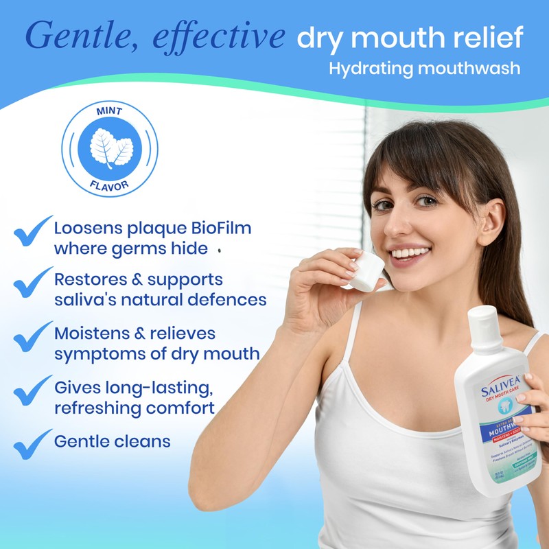 SALIVEA Dry Mouth Mouthwash - Soothing Mint Mouthwash with Natural