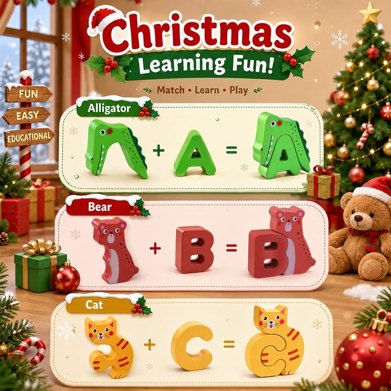 Teeanzo Advent Calendar ABC Animal Alphabet Matching Toddler Learning Toy