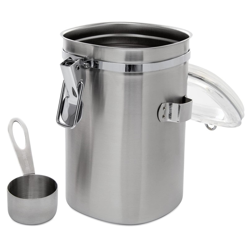 ChefWave Durable Stainless Steel Coffee Canister with Measuring Spoon, Convenient