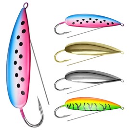 QualyQualy Weedless Spoon Fishing Lures for Saltwater, Minnow Fishing Spoon Hard Bait for Redfish Bass Tourt Northern Pike, 4PCS (Mixcolor-01-4Pack, 3.5in-3/5oz)