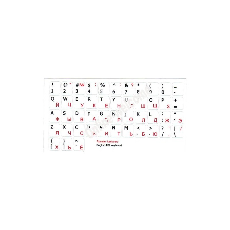 Russian-English Non Transparent Keyboard Stickers with White Background for PC