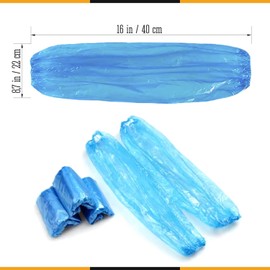 KIBERTIC Pack of 100 Disposable Waterproof Arm Warmers, Blue, Plaster Arm Protective Cover, Waterproof Cuffs, Gloves with Cuffs, Arm Protectors, Comfort, Hygiene, Universal Size