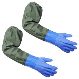 TOATELU 1 Pair of Long Rubber Gloves: Pond Gloves, Waterproof, Work Gloves, Sandblasting Gloves for Men and Women, Fishing Gloves for Aquarium Pond (Blue, One Size)