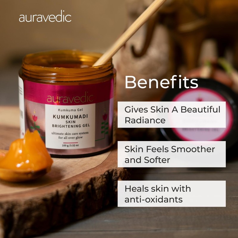 Auravedic Kumkumadi Skin Brightening Gel with Sandalwood and Saffron, 100