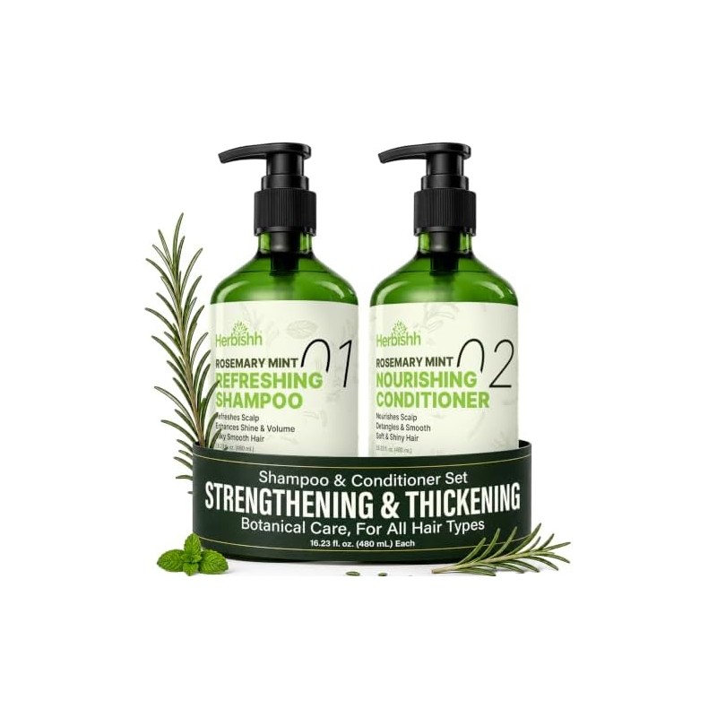 Herbishh Rosemary Mint Hair Shampoo and Conditioner 480ml each