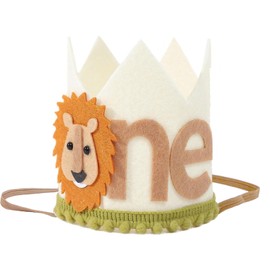 GETFACAI 1st Birthday Crown, Cozy First Birthday Hat for Boys and Girls, Beige Lion Crown for Carnivals, Wild One Themed Parties, Birthday Decorations and Photo Props for Baby First Celebration