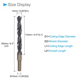 CoCud Twist Drill Bit 14mm Cutting Edge Titanium Nitride Coated High Speed Steel 4341 Round Shank for Stainless Steel Drilling Machine 2pcs