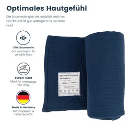 tripmate Handtuch - Schnelltrocknend - 100% Baumwolle - Ultra leichtes Reisehandtuch - Made in Germany - ideal als Sporthandtuch, Strandtuch für Sport, Fitness, Sauna, Camping - 120x60cm (Ozeanblau)