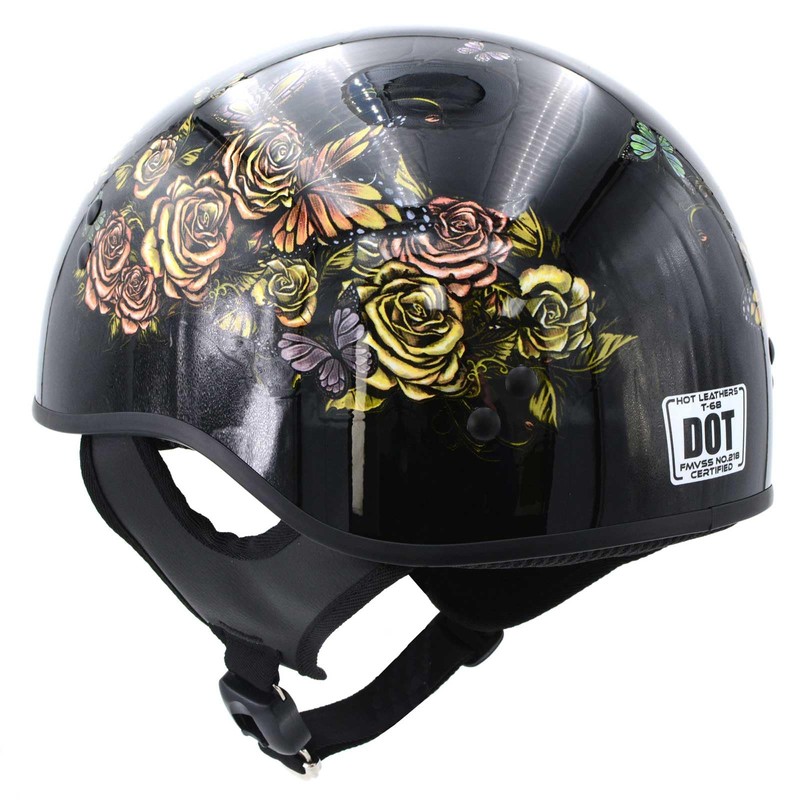 Hot Leathers Advanced Motorcycle DOT Skull Cap Classic Half Helmets