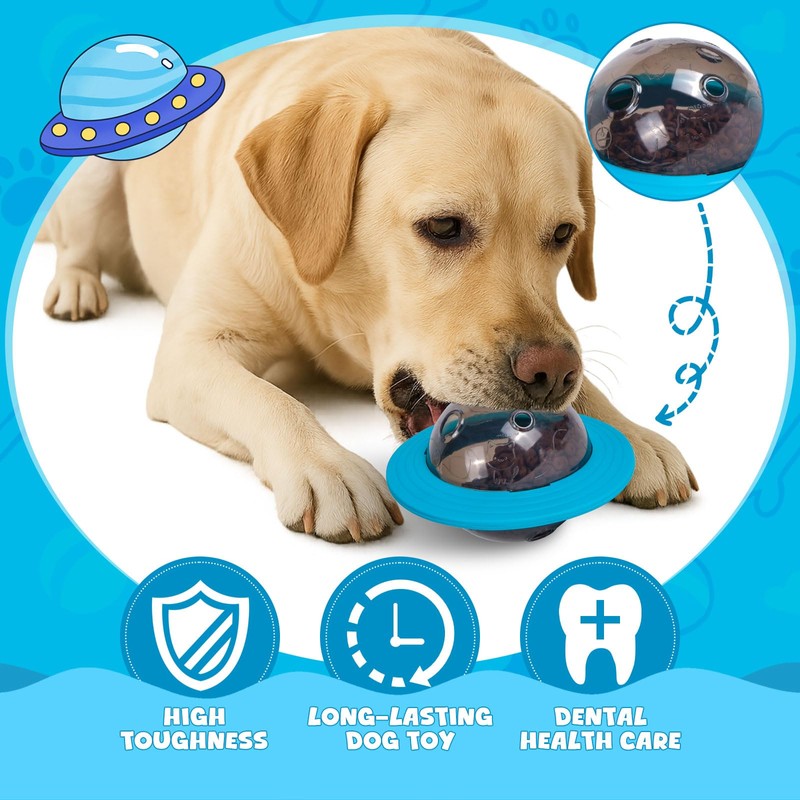 Interactive Dog Puzzle Toy, UFO-Shaped Treat Dispenser Ball, Mental Stimulation