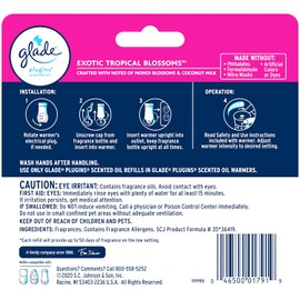 Glade PlugIns Refills Air Freshener, Scented and Essential Oils for Home and Bathroom, Exotic Tropical Blossoms, 3.35 Fl Oz, 5 Count