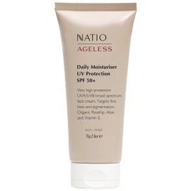 Natio Australia Ageless Daily Moisturiser UV Protection SPF 50+ 75g 75g - Facial SPF Cream for All Skin Types - UVA/UVB Broad Spectrum Protection - Organic Rosehip, Aloe Vera & Vitamin E - Made in Australia