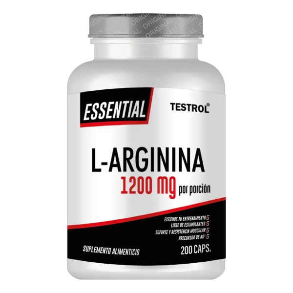 L-arginina 1200 Mg Essential Testrol 200 Cápsulas Sin sabor
