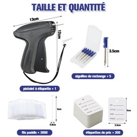VEGCOO Label Gun for Clothes, Hats, Label Socks, Price 3000 Thread Paddle (White, 5cm) + 5 Spare Needles + 300 Price Tags