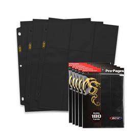 BCW Double-Sided 9-Pocket Pages Holder - 50 Black Pages | Trading Card Binder Sheets | Secure Side Loading | Ideal Card Storage and Display Solution