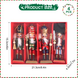 CutitiUU Christmas Nutcracker Ornaments Set, Traditional Christmas Nutcracker Figures Decoration, Nutcracker Christmas Decoration, Figures Puppet Toy Gifts (12 cm Walnut Soldier x 4)