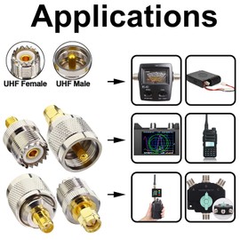 onelinkmore SMA-UHF Kits 2 Set RF Coax Coaxial Adapter Connector SMA to UHF PL259 SO239 SMA Jack/Plug to UHF Nickel Gold Plated Test Converter Pack of 8 …