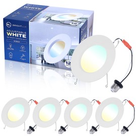 12PK 6inch 5CCT LED Recessed Lighting, 5 color Temperature in 1 light, 10-100% Dimming Range, 12W, 1000LM, 2700K/3000K/3500K/4000K/5000K Selectable, Retrofit Can Lights with Baffle Trim, ETL