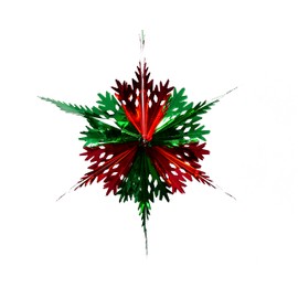Foil Garland Long Star - Christmas Hanging Decoration Wall Ceiling Xmas Deco (Dark Green & Red)