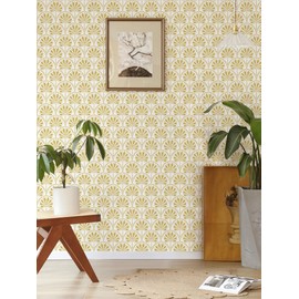 Heroad Peel and Stick Wallpaper White and Gold Wallpaper Tropical Jungle Forest Wallpaper Peel and Stick Boho Contact Paper for Cabinets Shelf Liner Vinyl Roll Self Adhesive 78.7"x17.3"