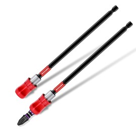 GEINXURN 2 Pieces Magnetic Bit Holder Set 300 mm Quick Change Universal Extension Bit Holder for Screwdriver Cr-V Steel 1/4 Inch Hex Shank with 1 Piece 25 mm PZ2 Bit