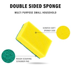 DecorRack 40 Count Non-Scratch Cleaning Scrub Sponges, Dual-Sided Heavy Duty Kitchen Sponges for Dishes, Cleaning Household, Bathroom, Car Wash - Yellow (Pack of 40)
