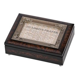Dicksons The Lords Prayer, Walnut Finish 8 x 6 Inch Polymer Trinket Jewelry Music Box