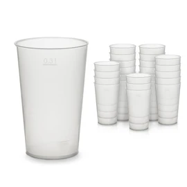 25x Transparent Quality Reusable Drinking Cups (300 ml) Made of Extra Strong and shatterproof Plastic (PP)