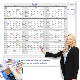 Party Funny Jumbo Dry Erase Yearly Whiteboard Wall Calendar, 55" x 63", Huge 12 Month Lam...