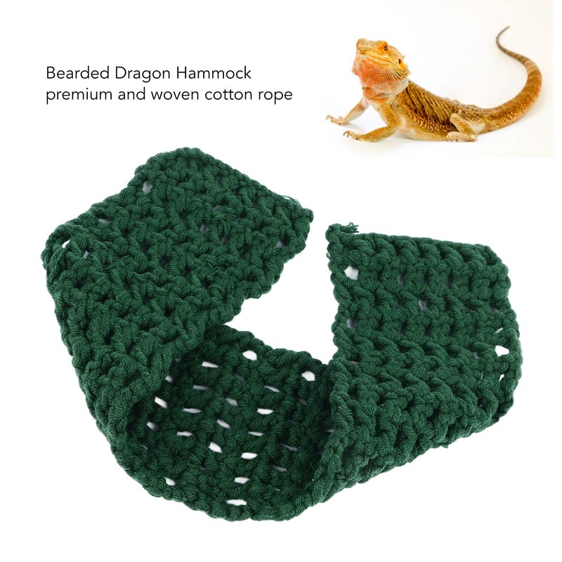 Bearded Dragon Hammock Green Soft Woven Cotton Rope Suction Cups
